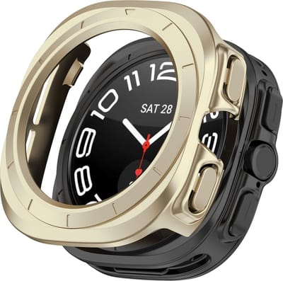By Qubix - Hard case (open front) - Champagne goud - Geschikt voor Samsung Galaxy Watch Ultra / Ultra 2 - 47mm