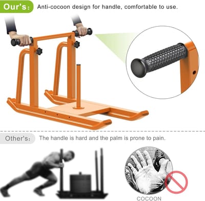 Voetbalslee voor push-pull-training met verstelbare handgreep en robuust stalen frame voor loopsnelheid en uithoudingsvermogen, geschikt voor halterschijven van 2,5 cm en 5,1 cm