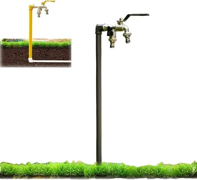 Waterkolom Met Kraan - Buitenkraan Zuil - Tuin Bewatering - Vorstbestendig Ontwerp - 100cm Hoog - Zwart