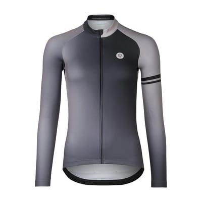 AGU Gradient - Fietsshirt met lange mouwen - Wielrenshirt - Dames - Zwart - S - Ademend polyester - Volledige YKK rits - 3 achterzakken - Siliconen gripper