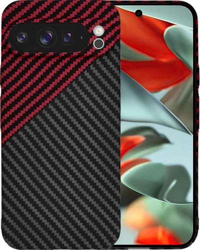 Techsuit Carbonite FiberShell Carbon Back Cover hoesje voor Google Pixel 9 Pro XL - Rood/Zwart