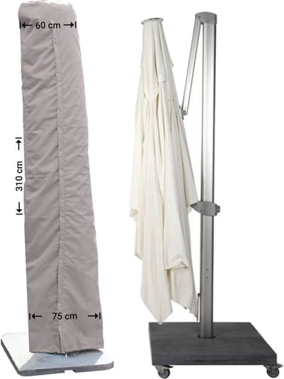 Raffles Covers Parasolhoes - Hoog: 310 cm - RUS310 - Waterdicht - UV-bestendig - Rits en stok - Trekkoord - Parasolhoes voor staande parasol