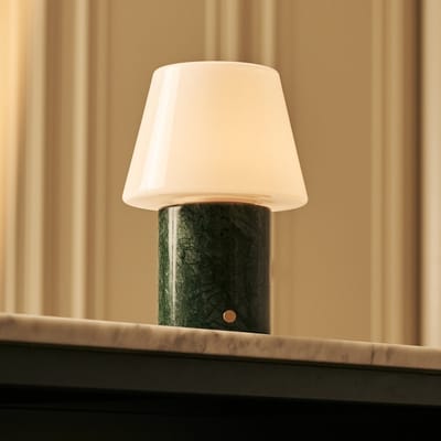 Tavellio Hooch Draadloze Tafellamp – H22 – Verdi Alpi Marmer en Glas – Tot 100 uur – Groen