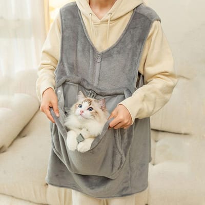 Herfst en Winter Eenvoudig Puur Velours Kattenkleding Verdikt Warm Anti-haaruitval Aaien Kattenkleding Huisdier Schort Kleding M gray