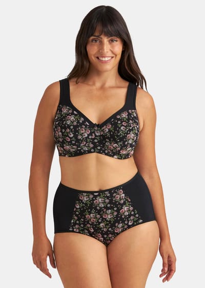 Tailleslip met gebloemd mesh inzetstuk - zwart / gebloemd - Gr. 38 van Goldner Fashion