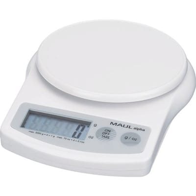 MAULalpha 1645002 Brievenweegschaal Weegbereik (max.) 5 kg Resolutie 1 g werkt op batterijen Wit