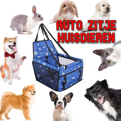 Allernieuwste.nl® Veilig Autozitje Blauw Hond, Kat of Konijn - Waterdicht - Opvouwbare Autostoel 40x32 cm