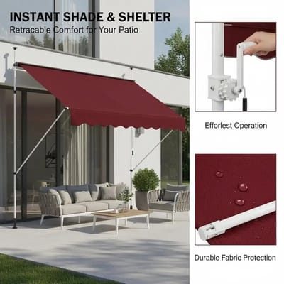 Dailygoods Telescopisch intrekbaar zonnescherm, waterdicht UV-bestendig zonnescherm met kruk, 2 maten, rood