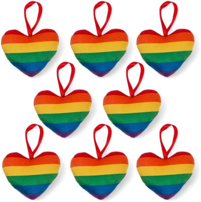 Dailygoods- Pluche Hart Mini - Regenboogkleurig - Sleutelhanger - Tassen/Rugzak Accessoire - Decoratie voor Auto - 100% Polyester