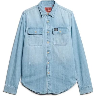 Superdry - Workwear overhemd met borduursel - Heren - Lange mouwen shirts