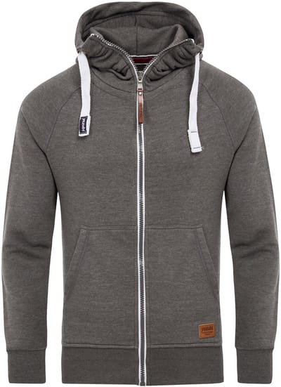 Yazubi Heren Hoodie Jacob – Regular Fit – Katoenmix Stretch – Grijs – Rits & Kap