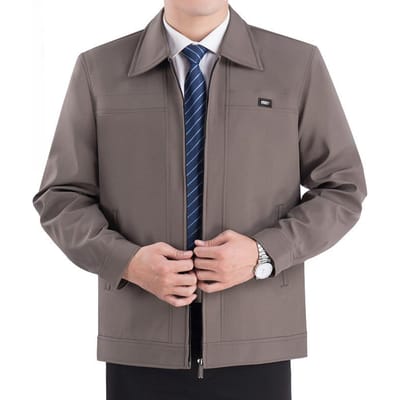 Jassen voor mannen van middelbare en oudere leeftijd, Herfst- en lentejassen voor heren, Papa-jassen, Tops, Kleding en gewaden voor ouderen 2XL gray
