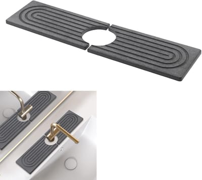 Afdruipmat, kiezelgoer, sneldrogende steen-gootsteen, lade voor keuken en badkamer, donkergrijs, 40 x 10 cm