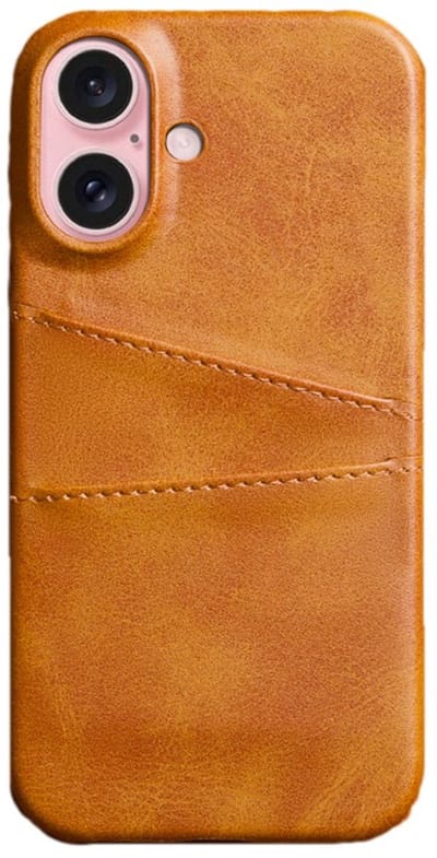 Luxe Leather Snap on Wallet Hoesje geschikt voor iPhone 16 Plus - tan- Pashouder - Kaarthouder - Pasjes - Kaarten - Slank - Krasbestendig - Duurzaam