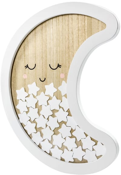 PARTYDECO - Houten gastenboek halve maan 38,5 x 30 cm en 30 sterren