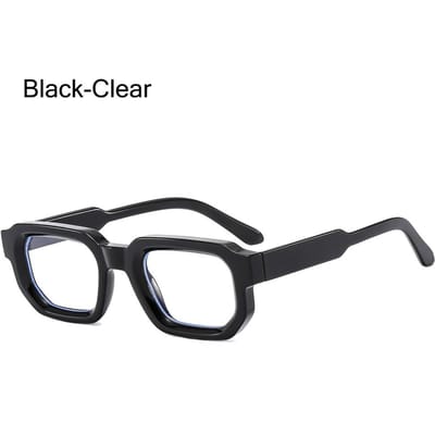 Lunettes de soleil à monture carrée style punk, tendance, petites, protection UV400, pour femmes et hommes Black-Clear gray