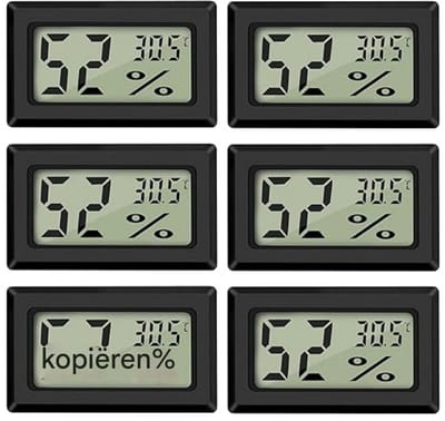 GELLDG Mini thermometer en hygrometer - Temperatuur en hygrometer - Mini digitale thermometer - Thermometer en hygrometer - Geschikt voor kassen en woonkamers - 6 stuks - Zwart