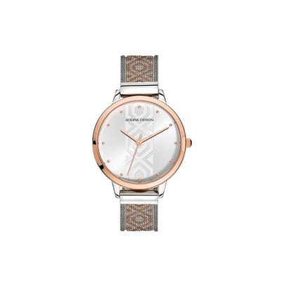 Adora Design analoog dameshorloge Ø 34 mm bicolor roestvrijstalen kast