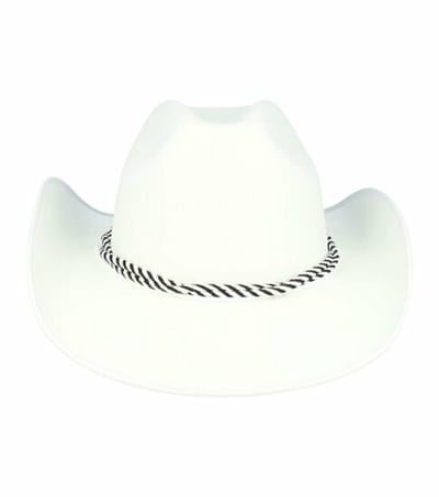 Haarsoires Cowboyhoed - Western Hoed - Vilt Look - Koord - One Size - Wit - Cowboy Hoed - Dames & Heren - Festival Carnaval Themafeest
