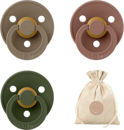 BIBS fopspenen T1 + speenzakje BolleToet- Huntergreen, Woodchuck, Dark Oak - 0-6 maanden