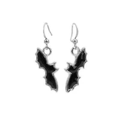 Plux Fashion Vleermuis Oorbellen - Zilver - 4cm - Metaal - Heren - Dames - Sieraden - Zilveren Oorbellen - Oorhangers - HipHop oorbellen - Sieraden Cadeau - Luxe Style - Duurzame Kwaliteit - Halloween - Oktoberfeest