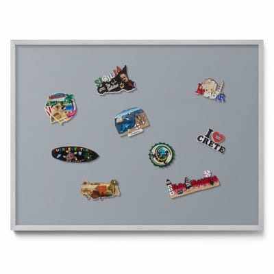 Tulup Magneetbord met Zilveren Frame - Grijs Magneetbord in Effen Kleuren - 80 cm x 60 cm - Grijze kleur - Design Magneetbord met Frame - Magnetisch Bord Muurbevestiging - Memobord voor Keuken