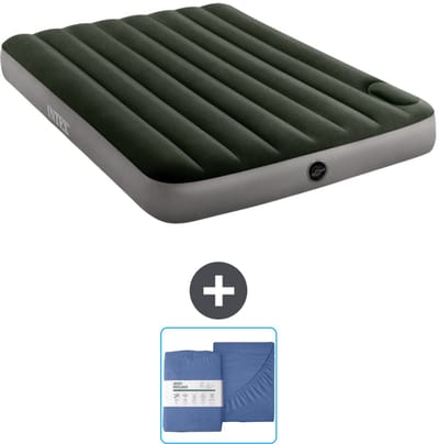 Intex Luchtbed - Twijfelaar - 137 x 191 x 25 cm - Groen - Inclusief en Hoeslaken