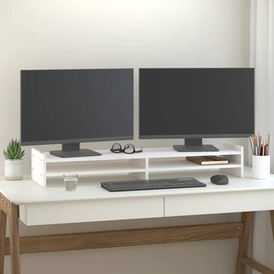 vidaXL - Monitorstandaard - 100x27x15 - cm - massief - grenenhout - wit