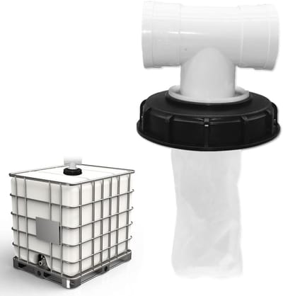 T-Shaped 3-Way Regenwaterfilter met Wasbaar Nylon Lid voor IBC Tanks en Vaten, 163 mm, Ideaal voor Wateropslag en Filtratie