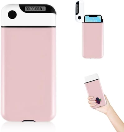 Telefoonkluis - Telefoontijdslot met timer - Telefoonkluis met tijdslot - Focus box - Smartphone lock - Smartphone kluis - Draagbare tijdvergrendelingsdoos - Timer - opbergdoos - voor focus en studeren - 205*95*20 mm - roze