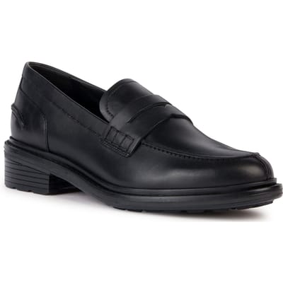 Geox D Walk Pleasure F Leren Dames Zwarte Mocassinschoenen