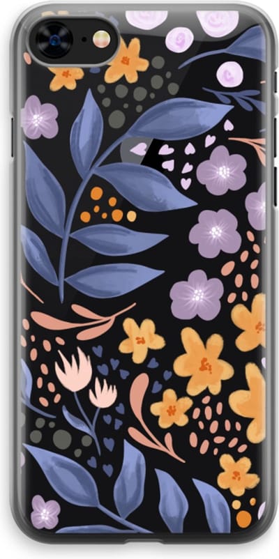 Case Company® - Hoesje geschikt voor iPhone 8 hoesje - Flowers with blue leaves - Soft Cover Telefoonhoesje - Bescherming aan alle Kanten en Schermrand