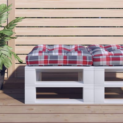 vidaXL - Palletkussen - 50x50x12 - cm - stof - ruitpatroon - rood