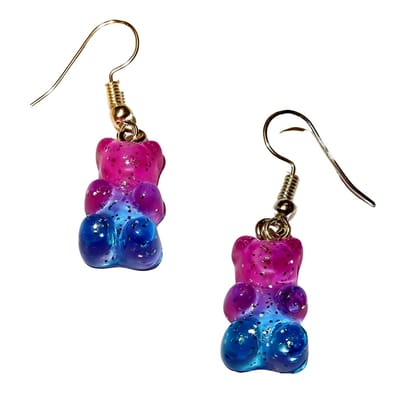 Shanna's Super Deal Gummie Beertje Oorhangers blauw roze