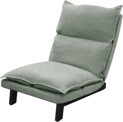 Vloerstoel grijsgroen Vloerstoel gestoffeerd verstelbare rugleuning linnen bekleding robuust stalen frame ML design