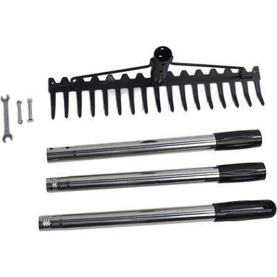 Râteau de Jardin 17 Dents Multifonctionnel Réglable Détachable Tête Métallique Outil Râteau pour Ameublir le Sol 3 Section