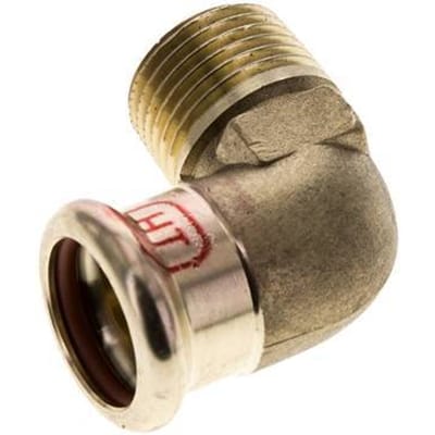 90 graden L-Perskoppeling - 18mm Persmof & R 1/2'' Buiseinde - Koperlegering