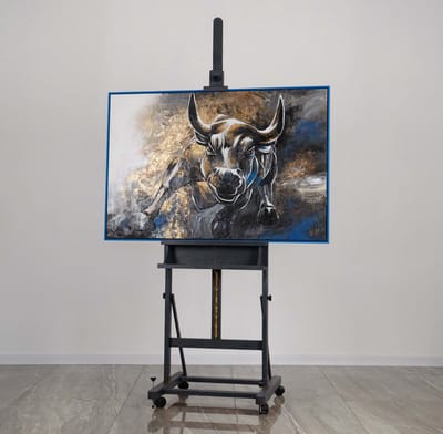 Canvas schilderij 120x80 cm handgeschilderd symbool onverschrokkenheid krachtig – YS-Art Gallery – Krachtige wanddecoratie voor woonkamer – Modern schilderij voor kantoor