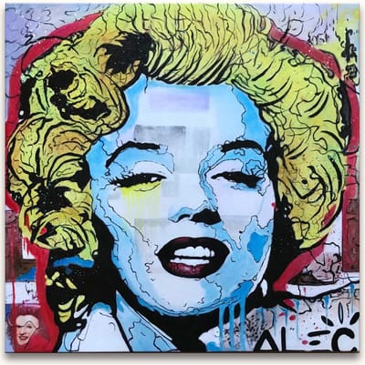 Handgeschilderd schilderij Olieverf op Canvas - Alec Monopoly 'Marylin Monroe'