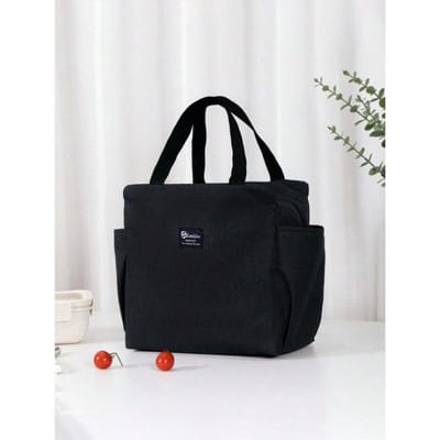 1 stuks Draagbare Lunchtas, Herbruikbare Lekvrije Leuke Lunchtas, Lunch Tote Tas Met Zijvakken Voor Waterflessen, Herbruikbare Geïsoleerde Lunchbox one-size zwart