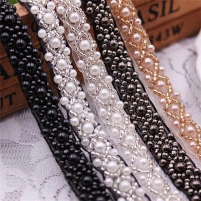 Vt products - Parel Kralen Kant Trim - Kleding Decoratie - Champagne