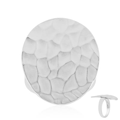 Cavill - Zilveren ring 925 Sterling Zilver met Platina Coating - Hamerslag Open Band - Modern Elegant - MONOSONO Collectie - Comfortabele Pasvorm