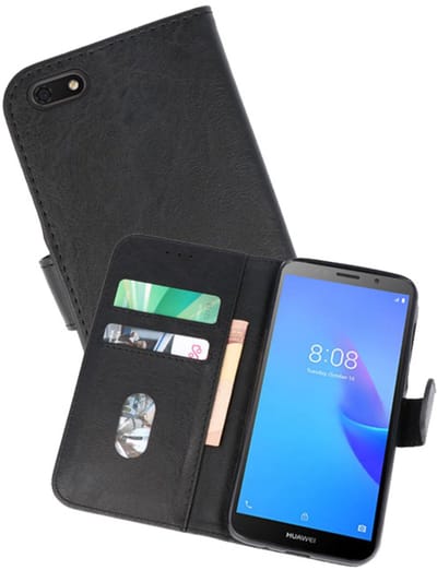 Hoesje Geschikt voor de Huawei Y5 Lite 2018 - Kaarthouder Book Case Telefoonhoesje - Zwart