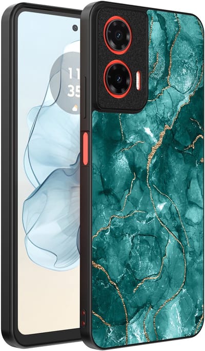 Smartphonica Telefoonhoesje Geschikt voor Motorola Moto G04 - G24 - G24 Power - E14 met marmer opdruk - TPU backcover case marble design - Goud Groen