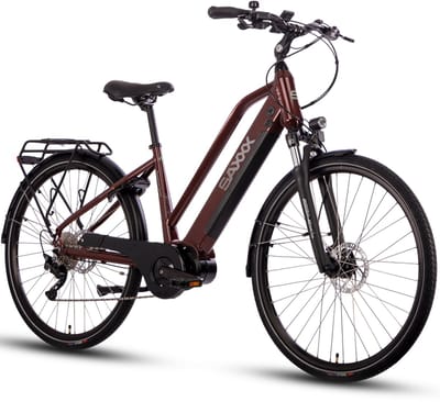 SAXXX High Performance 28 inch Elektrische Fiets - 522Wh grote accu - tot 100 km actieradius - 250W middenmotor - 95% Vooraf Geassembleerd - 90Nm koppel - SHIMANO Deore versnelling - hydraulische schijfremmen - aluminium frame - bordeauxrood