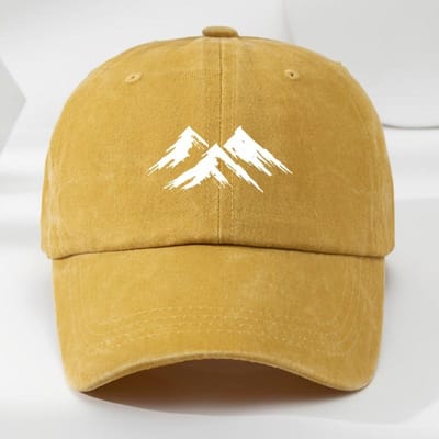 Interessante Baseballpet, Bergprint, Casual Sport voor Buitenmannen, Ademende Eendagspet, Gewassen Retro Zonnehoed Adjustable brown