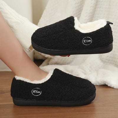 Winter Mocassins van Faux Fur Warme Lichtgewicht Pantoffels Antislip Plateauschoenen 36-37 zwart