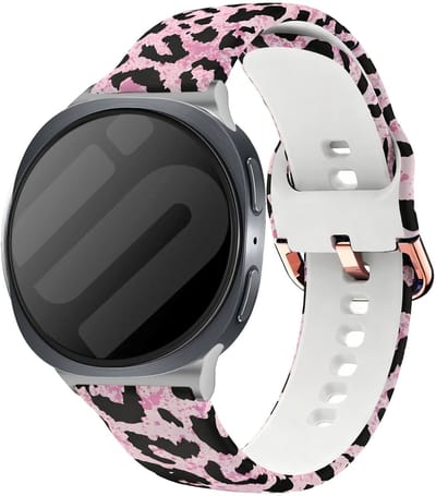 Strap-it Siliconen Leopard bandje geschikt voor Samsung Galaxy Watch 9 (40/44mm) / Watch 8 (40/44mm) / 8 Classic (46mm) – comfortabel, flexibel, zweetbestendig – Roze