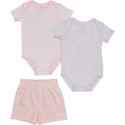 Nike Essentials Stripe Swooshfetti Trainingspakken Baby - Wit - Maat 56 - 62 CM - Katoen Jersey