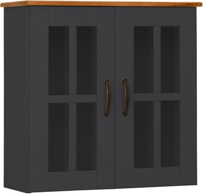 Alby-Wandkast - 2 Glasdeuren - Antraciet Grenen